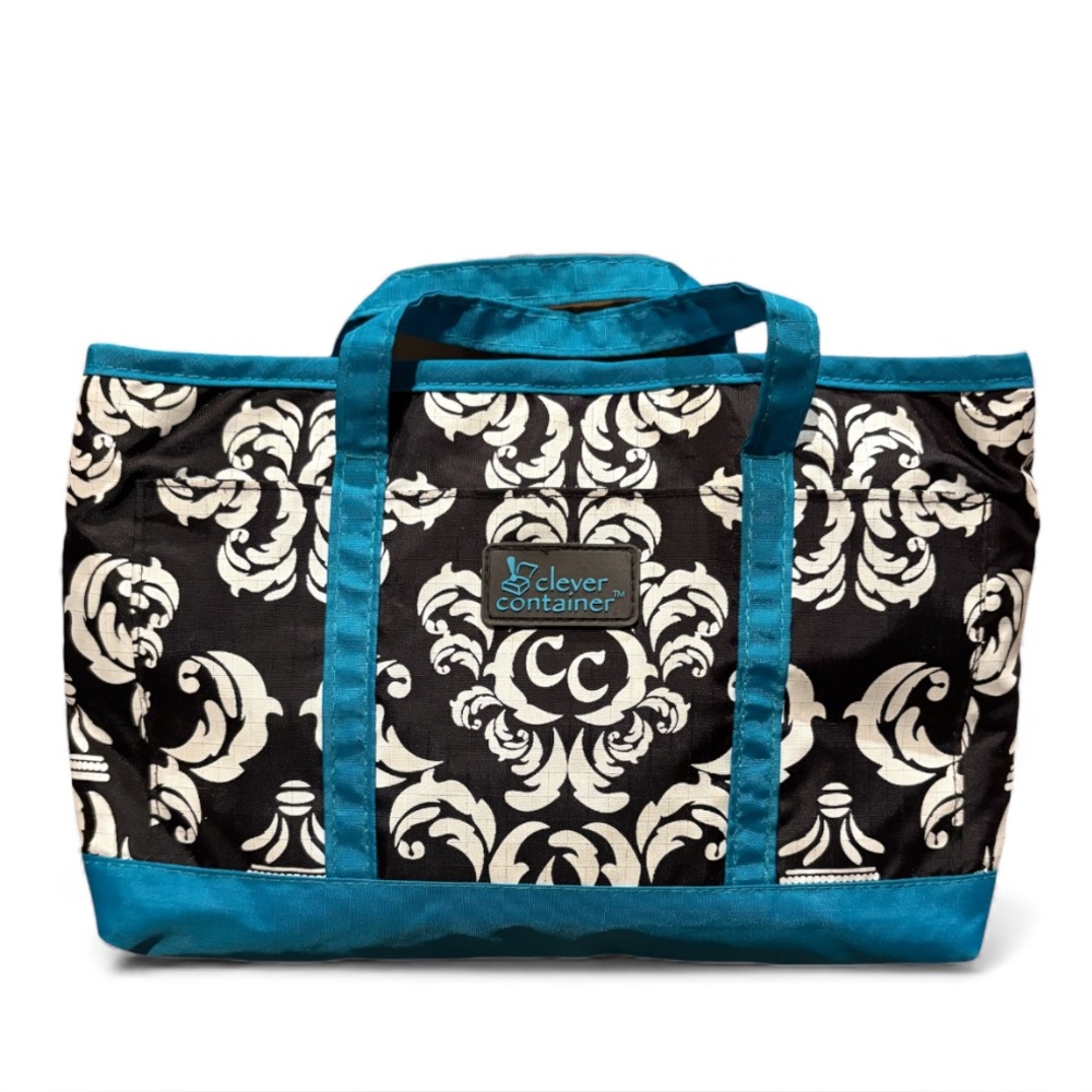 CLEVER CONTAINER Black and Turquoise Multi-compartment Bag NWOT